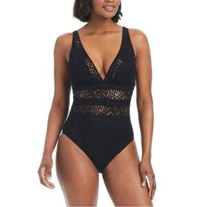 Bar III Black Lace One Piece Swimsuit